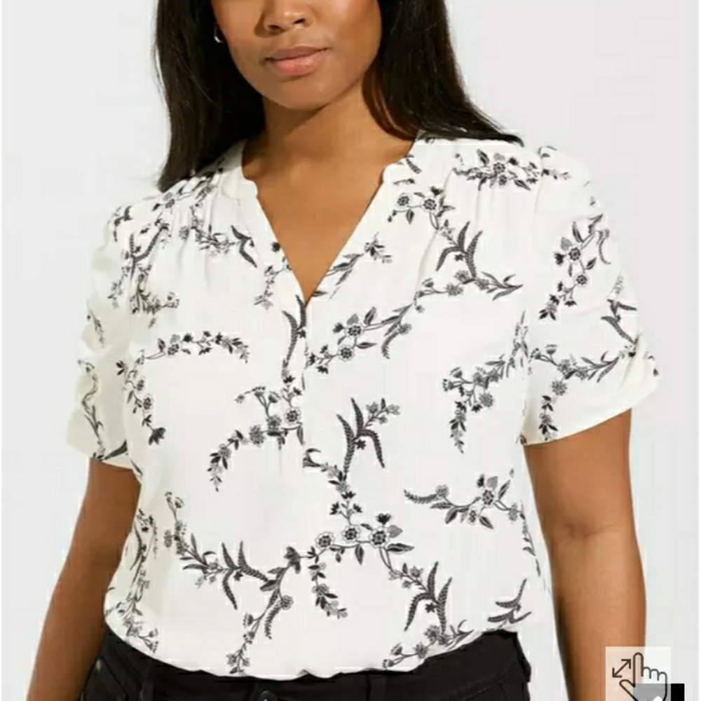 Plus Size 5x Harper Georgette Ruched Short Sleeve Blouse Top Work Womens Floral